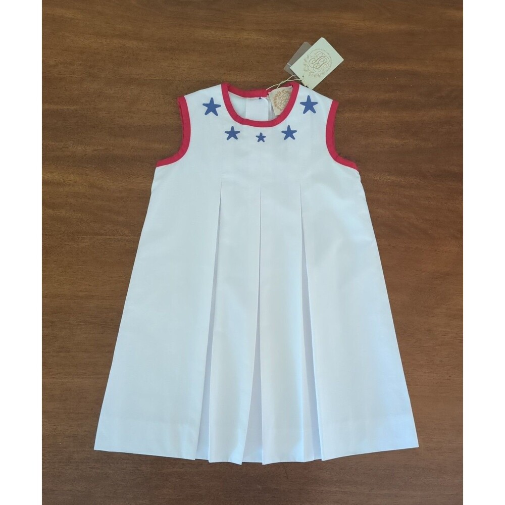 The Beaufort Bonnet Company Girls Mary Frances Frock Stars App White Dress 5 NEW